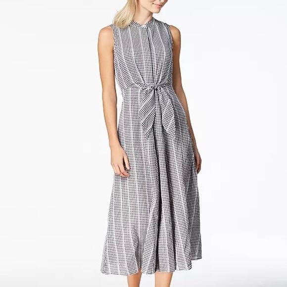 Calvin Klein Black Gingham Tie Front Button Front Maxi Shirt Dress Sz.22W - Picture 3 of 14